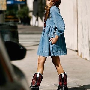 Free People Lou Baby Doll Denim Mini
